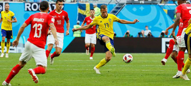 Suecia se impuso a Suiza 1-0 y se clasifica a los cuartos de final de la Copa del Mundo