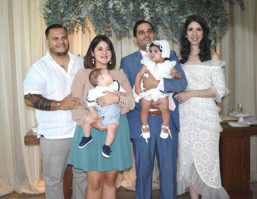 Juan Carlos Luna, Brenda Díaz con su bebé Giancarlo Luna, Gabriel, Camila y Valeria Monterroso