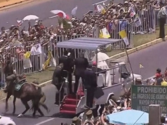 Video: Papa Francisco socorrió a un policía que cayó desde su caballo