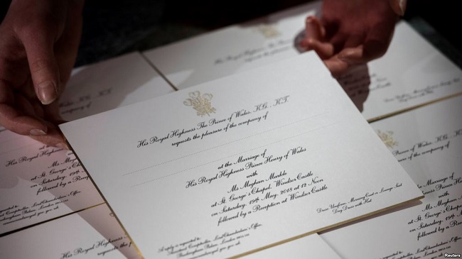 Así son las invitaciones para la boda del Príncipe Harry y Meghan Markle