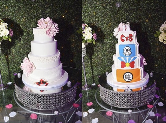 El pastel de bodas fue de dos caras...una exclusiva elaboración de Nadia Canahuati de Signature Cakes