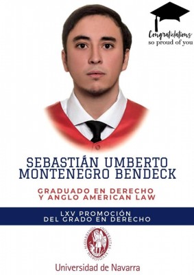 Sebastian Montengro Bendeck recibió su título de abogado en la prestigiosa Universidad de Navarra en España