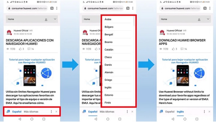 El navegador Huawei ya cuenta con un traductor