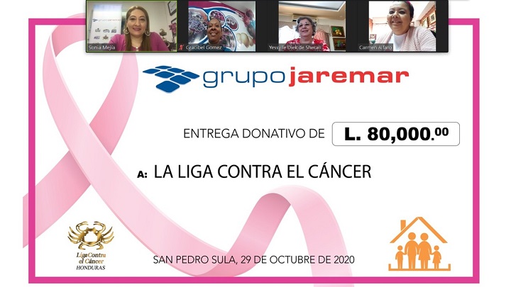 Grupo Jaremar entrega importante donativo de 80.000 lempiras a la Liga Contra el Cáncer