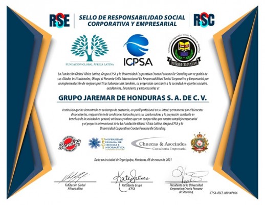 Grupo Jaremar es doblemente galardonada con el Sello Internacional RSC y RSE e Imagen Corporativa por Grupo ICPSA