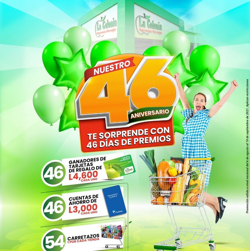 Supermercados La Colonia celebra su 46 aniversario brindando a las familias hondureñas 46 días de espectaculares premios