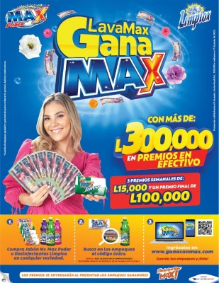 Con premios de más de 300 mil lempiras en efectivo inicia la promoción “Lava Max, Gana Max”