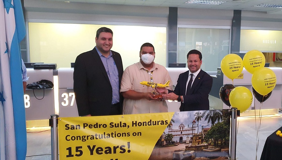 Spirit Airlines celebró el 15 aniversario de operaciones desde el Aeropuerto Internacional Ramón Villeda Morales