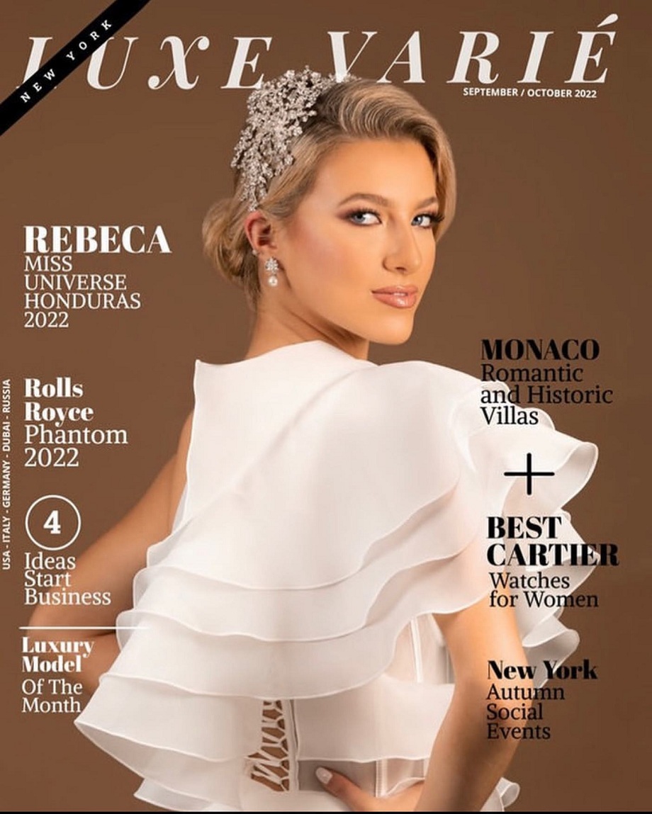 La Miss Honduras Universo, Rebeca Rodríguez en portada de la prestigiosa revista Luxevarie Magazine publicada en New York